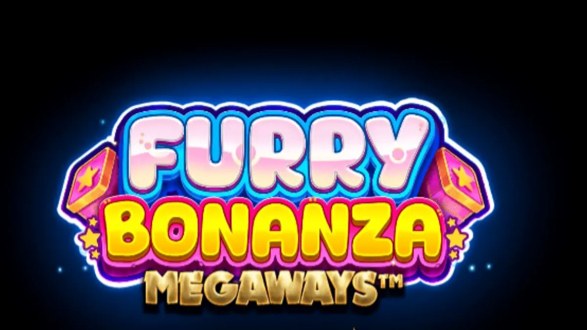 Furry Bonanza Megaways slot machine interface with cute bear characters